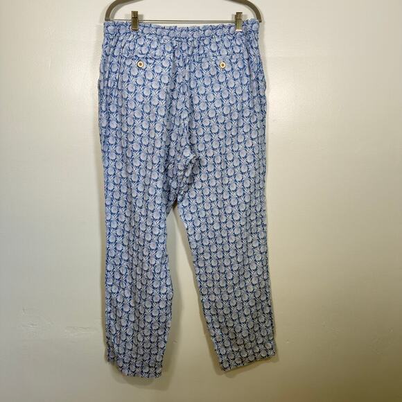 Tommy Bahama 100% Linen Pineapple Print Drawstring Pant L Tropical Blue White - Picture 2 of 7